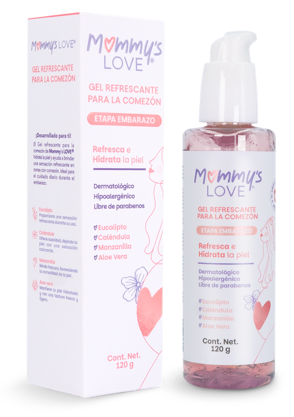 Gel para comezón Mommy's Love, caja y frasco